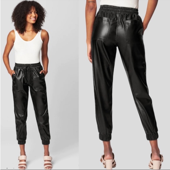 NWT BlankNYC Vegan Leather Joggers In Color Black Size 25 - Picture 1 of 11